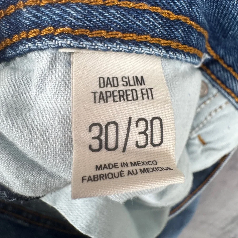 BDG Jeans Mens 30/30 Blue Dad Slim Tapered Fit Seamed Raw Hem Denim